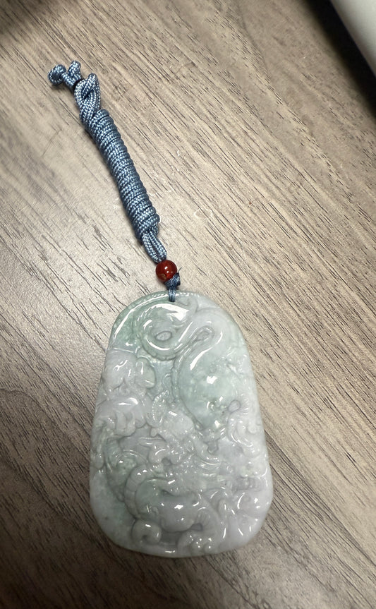 Blue Water Jade Dragon Unisex Necklace