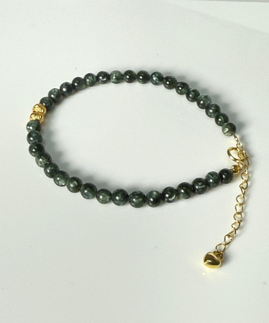 Seraphinite Gold Plated 925 Silver Adjustable Bracelet