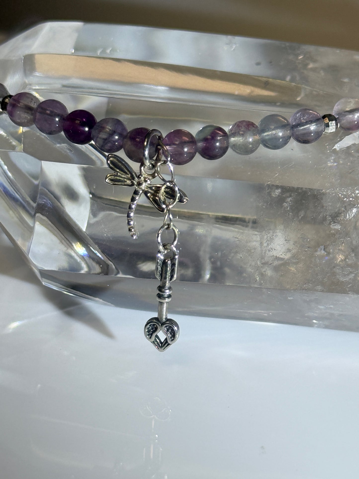 Precision Flight: Fluorite Dragonfly Necklace