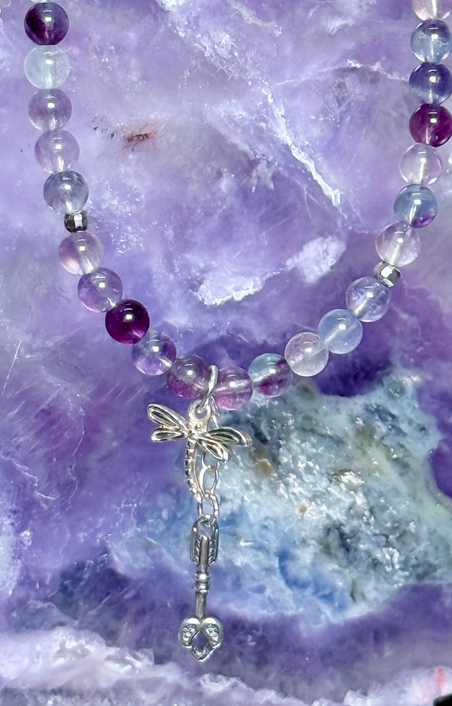 Precision Flight: Fluorite Dragonfly Necklace