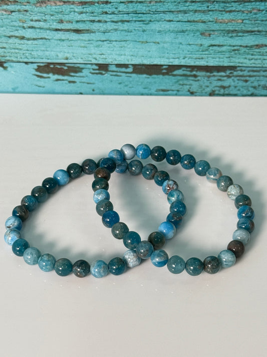 Gift Set: Blue Apatite Bracelet + Crystal Penguin Carving