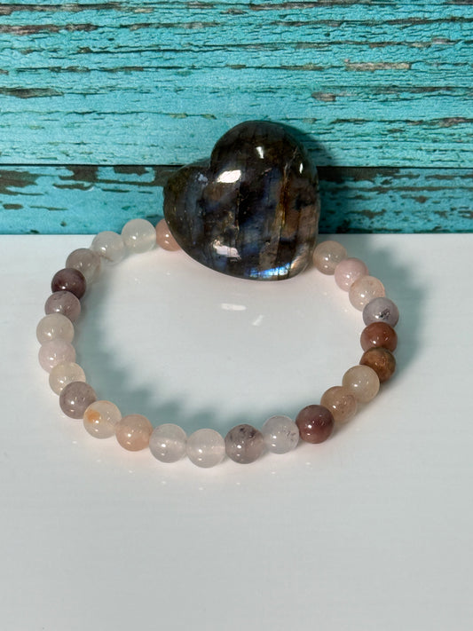 Gift Set: Purple Aventurine Bracelet + Small Labradorite Heart Carving