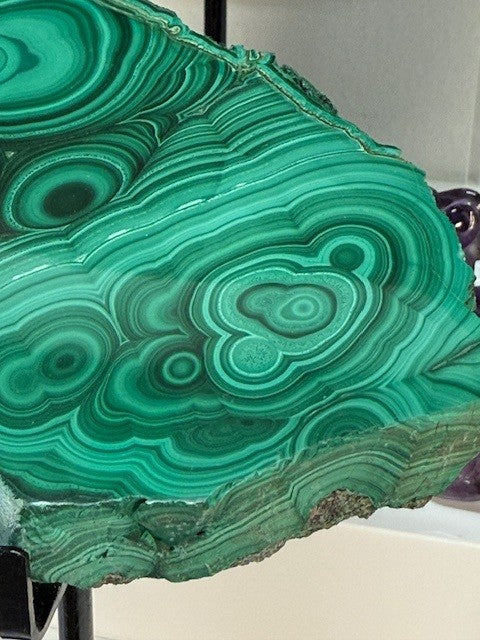 Collector’s Malachite Slab on Copper Stand
