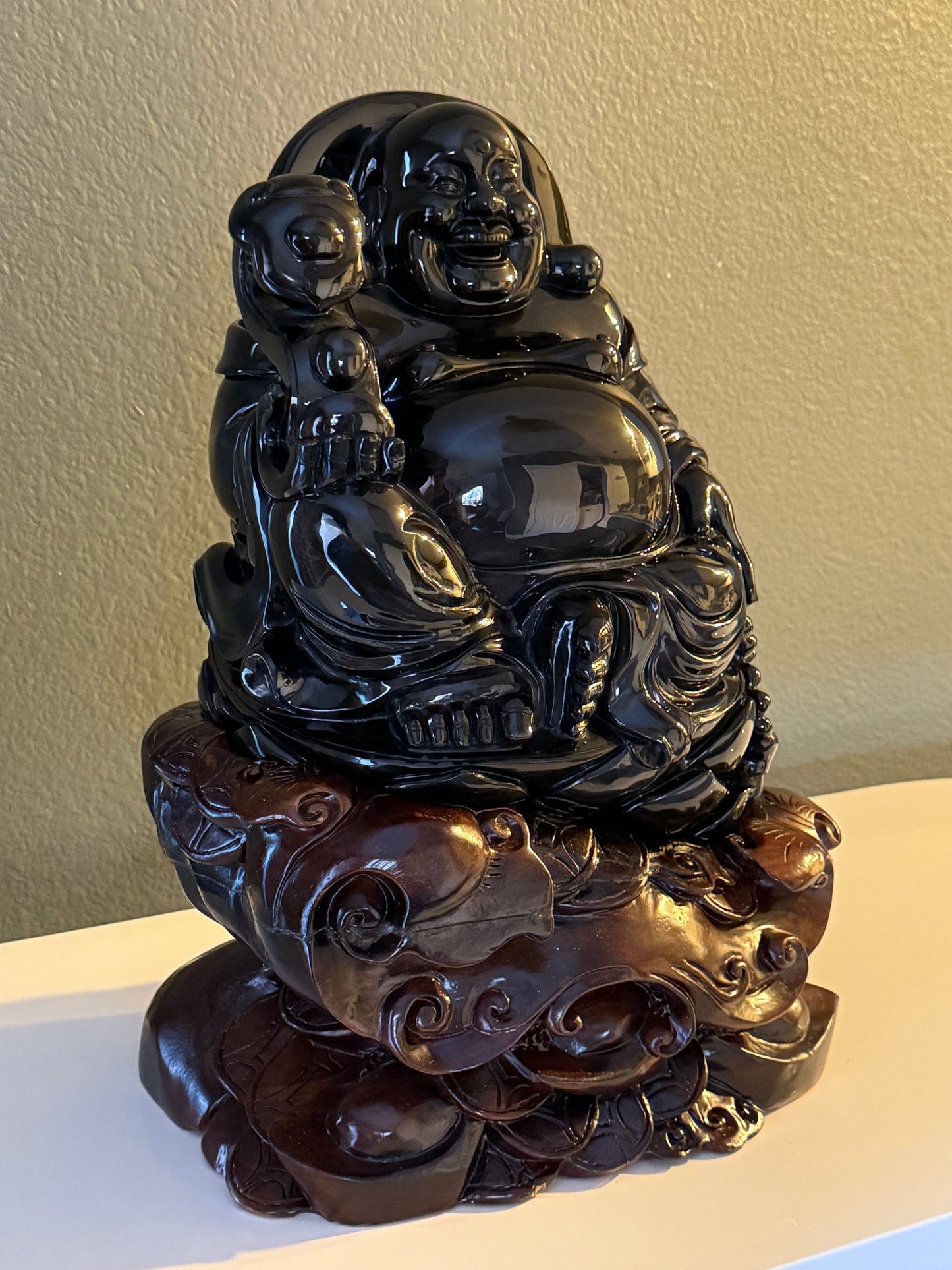 Master-Carved Rainbow Obsidian Buddha