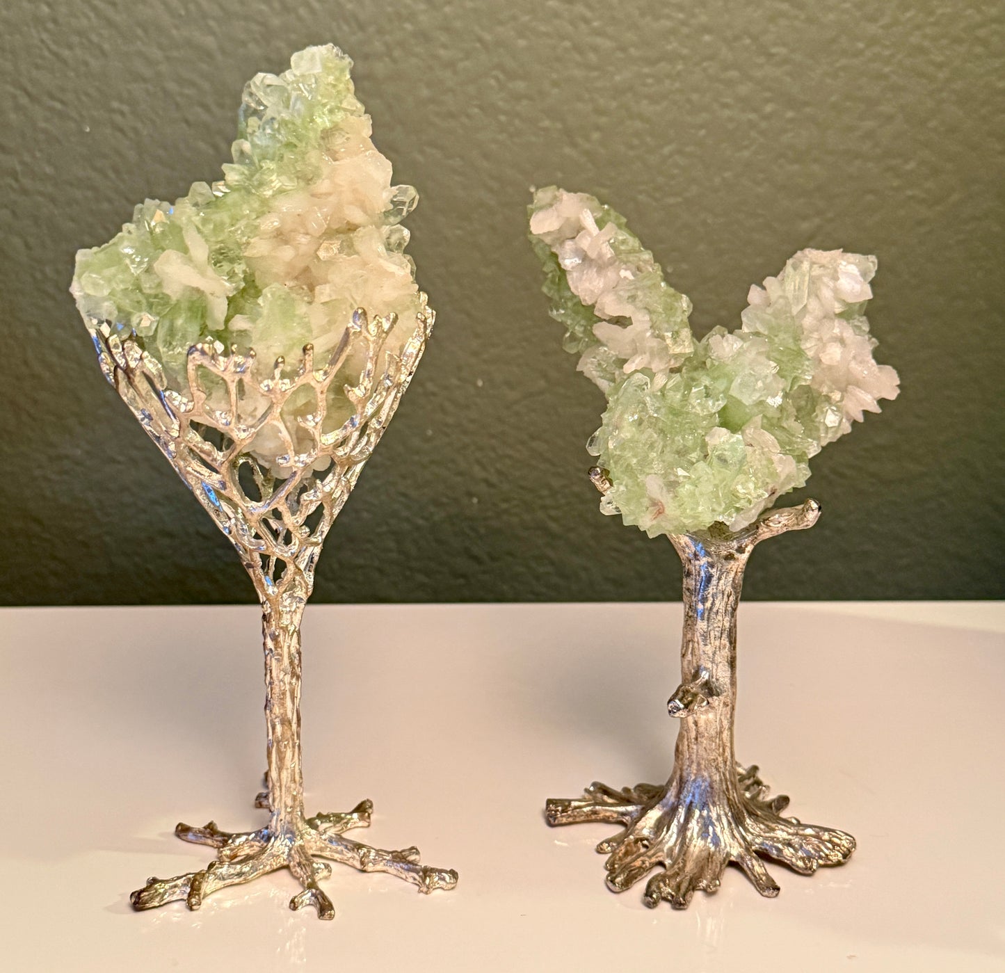 Terminated Green Crystalline Apophyllite Specimens