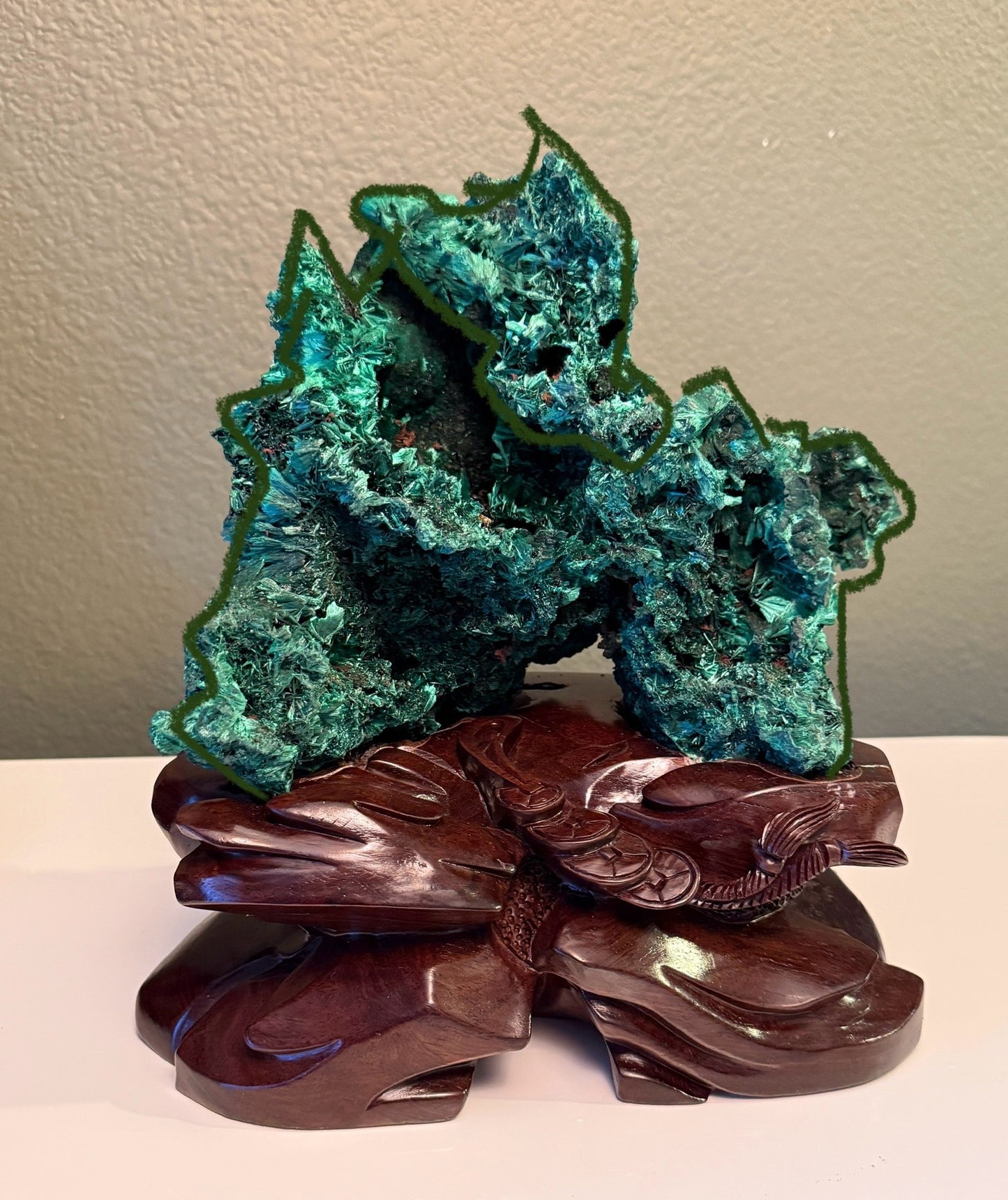 Fibrous Velvet Malachite Specimen