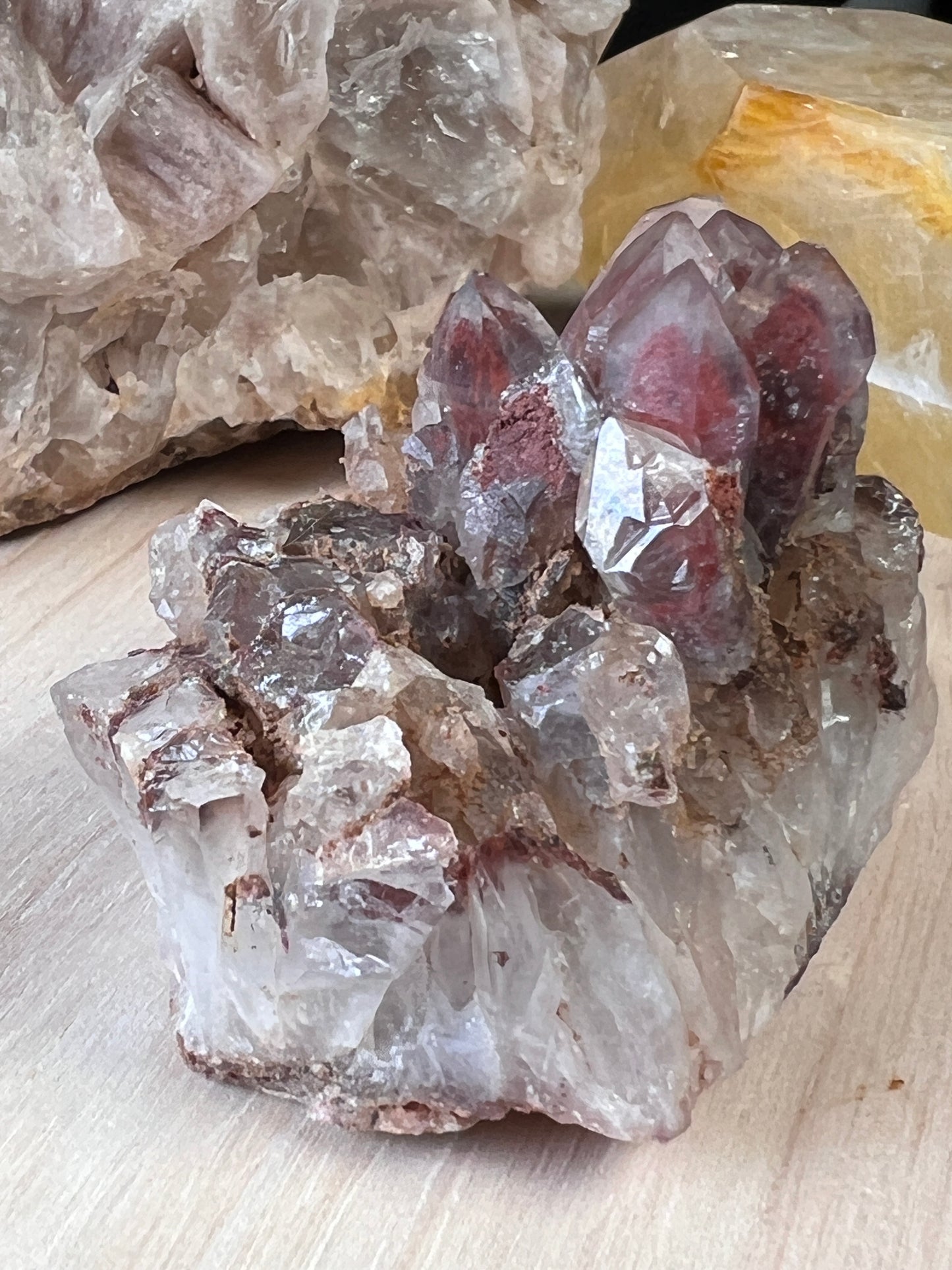 Red Phantom Smoky Quartz and Hematite - Africa