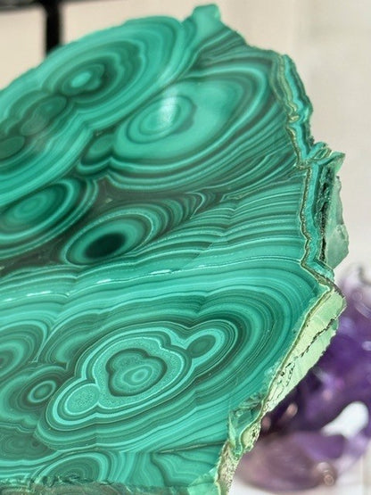 Collector’s Malachite Slab on Copper Stand