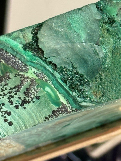 Collector’s Malachite Slab on Copper Stand