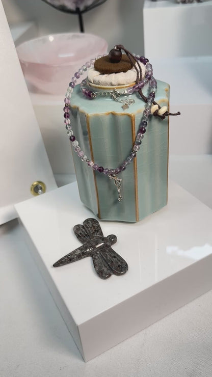 Precision Flight: Fluorite Dragonfly Necklace